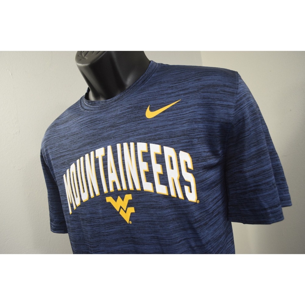 Nike‎ West Virginia Mountaineers Gym Shirt Blue Dri Fit Short Sleeve Mens Large